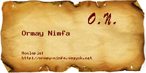 Ormay Nimfa névjegykártya
